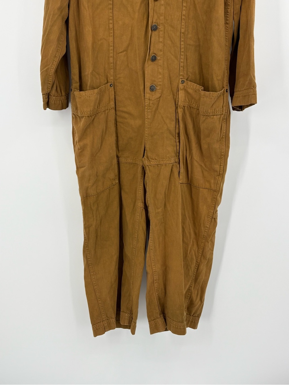 Free People We The Free Margarita Utility Denim Jumpsuit XS Brown - Picture 8 of 14